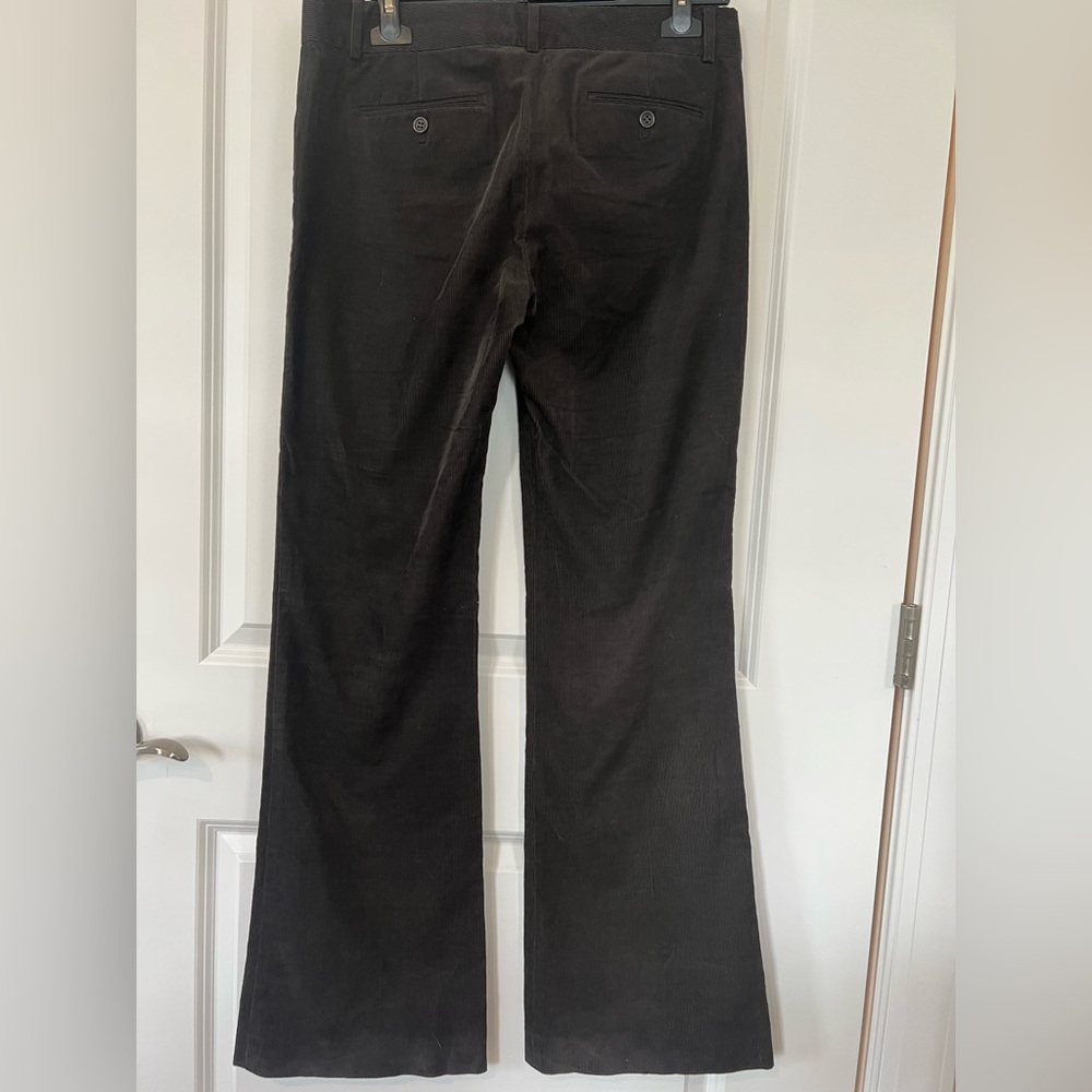 Theory- Tara Flat Front Mid-Rise Dark Brown Corduroy Flare Pants. Size 10 - Picture 2 of 6
